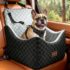CALIYO Hundeautositz mit Stabiler Basis & Sicherheitsgurt | Hundesitz Auto für Kleine bis 10 kg | Memory Foam-Sitzauflage | Wasserdichter, Abwaschbarer Hundekorb mit Aufbewahrungstasche (Schwarz/Weiß)
