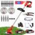 VOERJIA Akku Rasentrimmer 21V, 2-in-1 Rasentrimmer & Kantenschneider, LCD Akkuanzeige, 2×2000mAh Akku, Automatische Fadennachführung, 8 Fadenspulen, für Rasen, Rasenkanten & Gartenwege