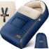 Kidiz® Babyfußsack Winterfußsack Kinderwagen, Universal Fußsack Buggy/Babyschale mit Lammfleece, 3- & 5-Punkt-Gurt, wasserdicht, winddicht, Reißverschluss, Baby Kuschelsack Winter, waschbar, Schwarz
