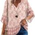 Rapbin Damen Sommer Bluse 3/4 Arm V-Ausschnitt Tunika Locker Elegant Top