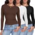 Rapbin Bluse Damen Langarm V-Ausschnitt Chiffon Oberteil Elegant Shirt