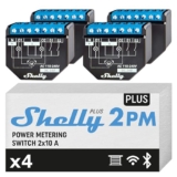 Shelly Plus 2PM | Wlan 2 Kanäle Smart Relais Schalter | Rolladenschalter mit Stromverbrauchsmessung | Hausautomation | Google Home Alexa Zubehör | iOS Android App (4 Pack),