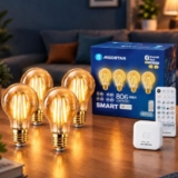 Aigostar Smart LED Lampe E27 6W 806LM Filament Bluetooth Mesh Gateway 4 Stk,