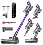 INTETURE Akku Staubsauger,55KPa/650W/70Min Staubsauger Kabellos mit wandmontierbarer Ladestation,Grünlicht-Automatikmodus&Touchscreen,Anti-Verhedderung-Bürste Kabelloser Staubsauge für Bodenbeläge,