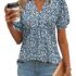 Zeagoo Tshirt Damen Sommer Herbst Oberteile 3/4 Ärmel Henley Bluse Böho XXL