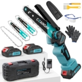 Akku kettensäge, Mini Kettensäge mit Akku 2 x 2000mAh, Bürstenlose 6 Zoll Mini Kettensäge Elektro mit Automatischer Öler, 3 Ketten, Kompatibel mit Makita 18V Akku, Astsäge akku für Holzschneidenz,