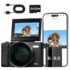 Digitalkamera 4K 64MP mit WLAN, Autofokus Vlogging-Kamera & Webcam, 3″ 180° Klappdisplay, 16-Fach Digitalzoom, Verwacklungsschutz, 32GB SD-Karte, Ladestation & 2 Akkus für Anfänger und Jugendliche