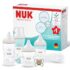 NUK Perfect Match Perfect Start Babyflaschenset | Ab 0 Monate | Passt sich dem Baby an | 4 Anti-Kolik-Babyflaschen, Schnuller, Flaschenbürste und mehr | 9 Stück