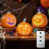 Valery Madelyn 2er Set Halloween Deko Figuren, 13cm Neuheit Harz Kürbis