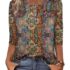 Rapbin Damen V-Ausschnitt Knopfleiste Bluse Longshirt Damen Kurzarm Hemd