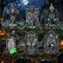 7 Stück Halloween Grabstein Deko 82/42 cm mit Erdspießen für Garten & Rasen