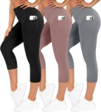 TNNZEET 3er Pack Leggings Damen 3/4 mit Taschen Capri für Sport
