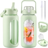 BLUEGO 2000ml Glasflasche mit 2 Deckeln Klappdeckel