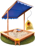 FRIEDO – Sandkasten mit Dach (UV80+) & Matschküche 120×120 cm