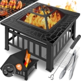 KESSER® Feuerstelle mit Grillrost & Grillzange Feuerschale 82x82x50cm