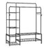 Offener Kleiderschrank mit Metallrahmen und mehreren Ebenen, Schwarz / 195B cm
