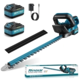 Akku Heckenschere mit 2x4000mAh Akku und Ladegerät, Elektrischer Heckentrimmer, 600W Bürstenloser Motor 28500rpm, 52cm Messerlänge, Sicherheits-Doppelschalter Hedge Trimmer für Garten Hecken,
