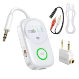 Bluetooth 5.4 Sender und Empfänger, 2-in-1 Bluetooth Adapter für 2 Bluetooth Kopfhörer gleichzeitig, eingebautes Mikrofon, 3,5 mm Audiostecker für Flugzeug, TV, Auto, PC, Fitnessstudio, Heimstereo,