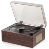 PRTKPETS Retro-CD-Player mit Bluetooth 5.3 Hi-Fi-Lautsprechern(braun),