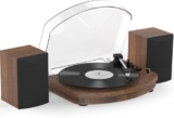Retrolife Vinyl Plattenspieler mit Zwei Stereolautsprechern, Braun,
