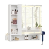 YITAHOME Spiegelschrank Bad LED 3 Türen Steckdose Wandschrank 70cm